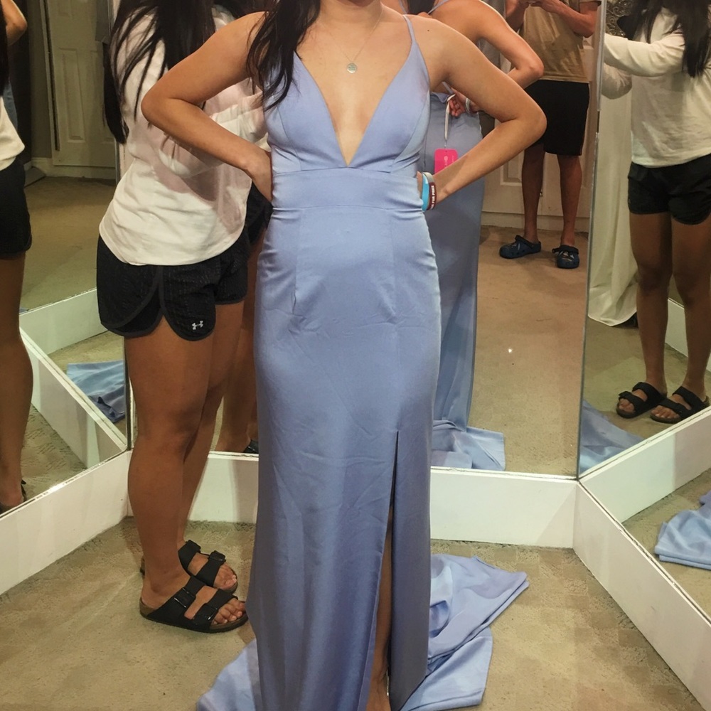 Jovani Periwinkle Backless Prom Dress